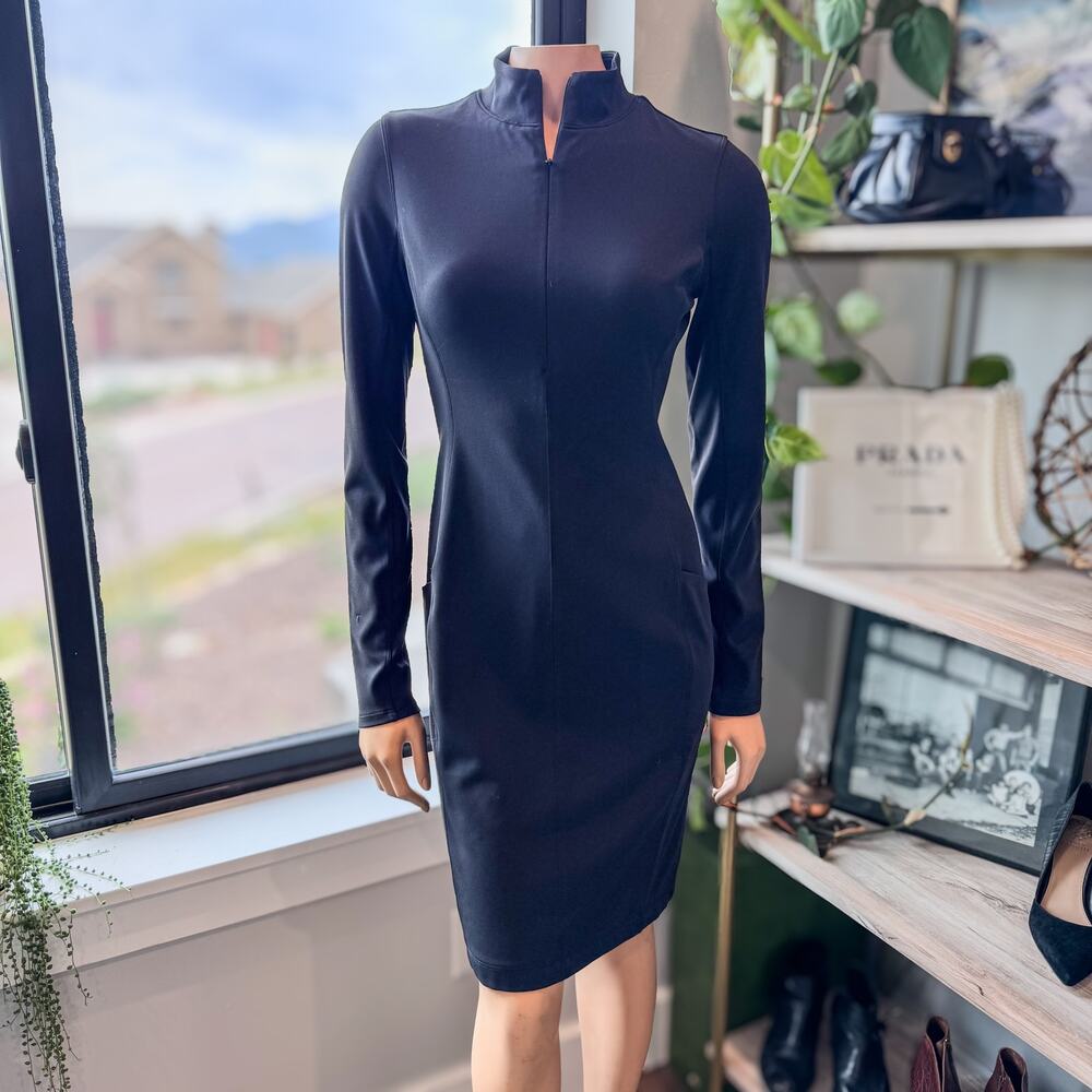 Athleta Black Delancey Skyline Dress-Pockets-UPF 50-Women’s Small-Sculptek Knit